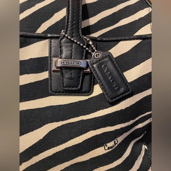 Coach Taylor Zebra Print Tote Shoulder Bag Y2K Silver Hardware - Picture 13 of 16